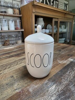 Rae Dunn White 'SCOOP' Ceramic Canister